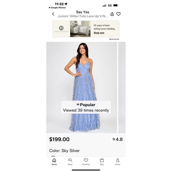 Say Yes To The Prom Juniors Glitter Tulle Embellished Ball Prom Gown 15/16 NWT - Picture 12 of 13